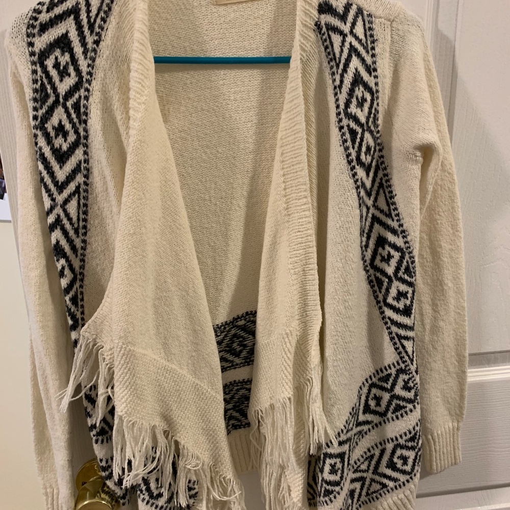 White and black cardigan